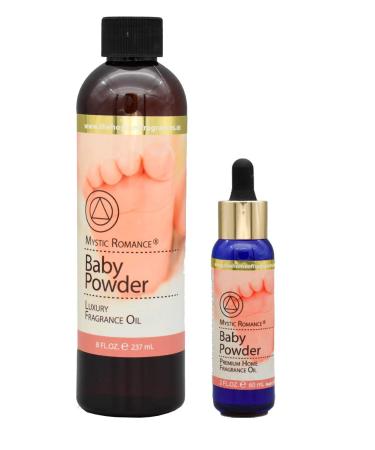Baby Powder 8oz and 2oz Fragrance Oil Set (Two Bottles, one with Dropper)