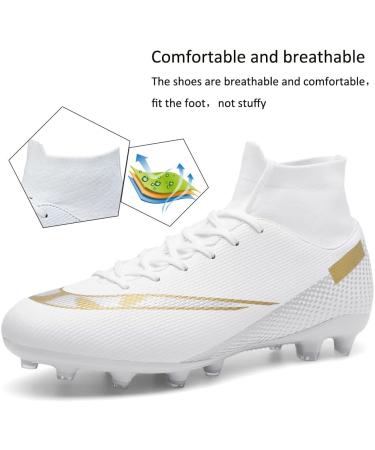 Buy Gogoup High Top Soccer Shoes for Men - Professional Spikes for Football Training & Outdoor Athletics - White 41 EU - Buy Online on GoSupps.com