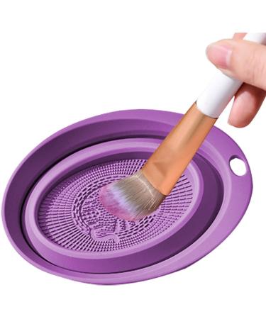 Makeup Brush Cleaner Mat | Cosmetic Makeup Brush Cleaner Bowl | Portable Silicone Makeup Brush Cleaner Washing Tools for Girls and Women Kot-uk Purple - Buy Online on GoSupps.com