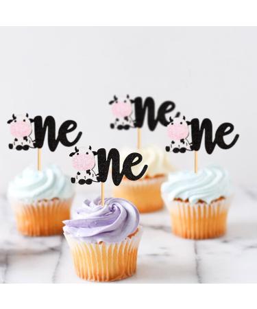 Keaziu 24 Pack Cow one Cupcake Toppers Happy Birthday Cupcake Decorations for Cow Farm Animal Zoo Themed Kids Boy Girl Birthday Party Supplies Three Layers Party Decor Cow One Pink - Buy Online on GoSupps.com