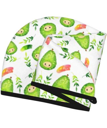 Kawaii Avocado Microfiber Hair Towel Wrap | Super Absorbent Coral Velvet Quick Dry Cap for Long Curly & Thick Hair - Perfect for Women - Buy Online on GoSupps.com