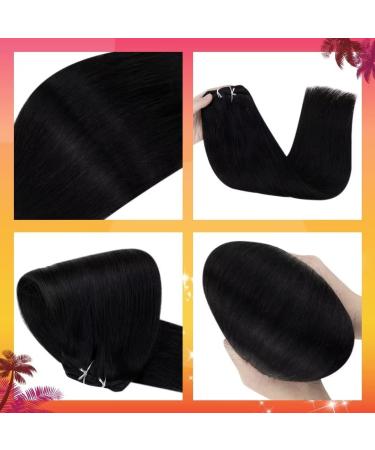 Clip in Hair Extensions Black Clip in Human Hair Extensions Natural Real Black Clip Hair Extensions Remy Thick Ends #1 100g 22 Inch - Buy Online on GoSupps.com