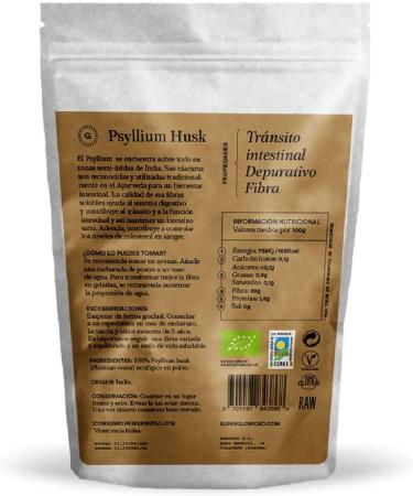 Psyllium Husk 100% Pure Organic Powder - 150g - Natural Source of Fiber from Psyllium Husk - Organic Vegan & Gluten Free - Glorious Super Nutrients - Buy Online on GoSupps.com