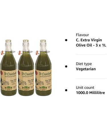 Farchioni Il Casolare - Extra Virgin Italian Olive Oil 3 Litre (1 Litre Pack of 3) | Cold Pressed & Unfiltered C. Extra Virgin Olive Oil - 3 x 1L - Buy Online on GoSupps.com