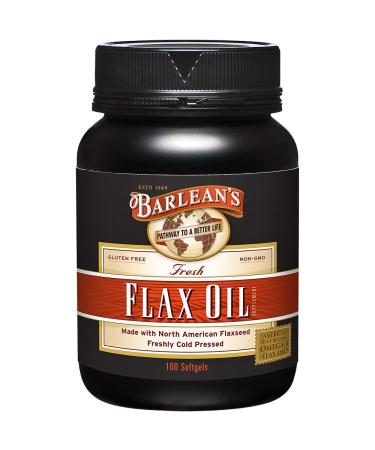 Barlean's Flax Oil Softgels with 1,650 mg ALA Omega-3 Fatty Acids for Improving Heart Health  Non-GMO, Gluten-Free - 100 Softgels