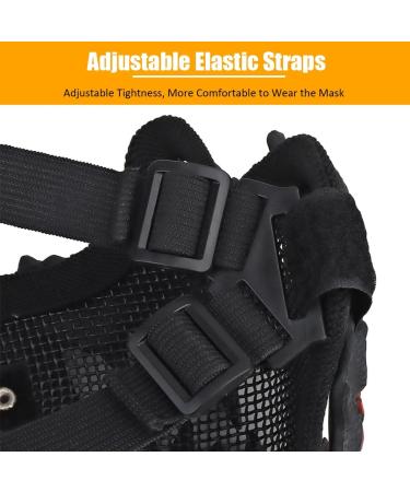 Airsoft Half Face Skull Mask with Ear Protection - Black-Red | For Halloween, Cosplay, Paintball, CS & Hunting - Buy Online on GoSupps.com