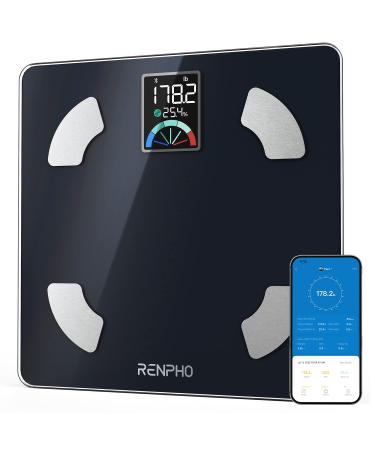 RENPHO Scale for Body Weight and Fat, Digital Bathroom Weighing Scale with Large Colored LCD Display, High Accurate Smart Bluetooth BMI Body Fat Scale, 13 Body Composition Analyzer with App, 400lbs