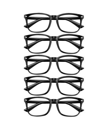 5 Pack Reading Glasses for Women/Men Blue Light Blocking -UV Filter Computer Readers Anti Eyestrain Eyeglasses (Lightblack 3.5