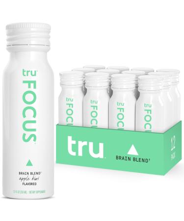 Tru Focus Wellness Shots (12-Pack) Energy Drink Focus Supplement with Yerba Mate, Nootropics, Adaptogens, CoQ10 - Apple Kiwi Flavored Shots for Brain Fog - 2 oz each Focus - Apple Kiwi 2 Fl Oz (Pack of 12)