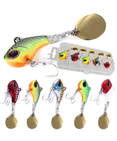 Njord Kalastus Jig Spinner Set 5x in Box (selectable weights: 9g 14g 16G 22g) Spinnerbait Spinner Jig Blekopfiner |Target fish: perch trout pike pikeperch catfish |Rustproof hook 5 Set 14g with box