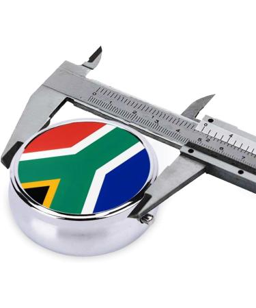 South Africa Flag Portable Metal Pill Box - Round Mini 3-Compartment Design for Small Pills Ideal for Travel - Buy Online on GoSupps.com
