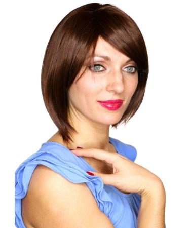 Prettyland Women's Brown Black Streaked Bob Wig - Everyday Layered Straight Bangs - Realistic Short Hair C339 - Buy Online on GoSupps.com