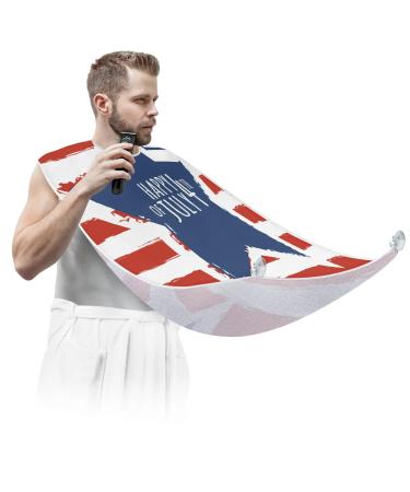 Beard Bib Apron Beard Bib Hair Catcher for Men Shaving and Trimming Non-Stick Waterproof Beard Cape Grooming Cloth 4th July Independence Day