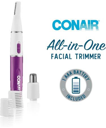 Conair All in 1 Facial Hair Trimmer for Women Perfect for Face Nose and Eyebrows Battery Powered - White - Buy Online on GoSupps.com
