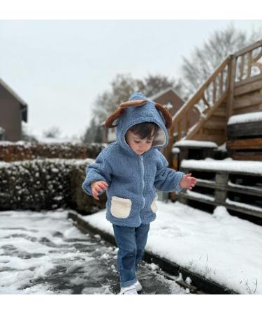 Volunboy Baby Boys Fleece Hooded Jacket - Sherpa Lined Toddler Full Zip Coat, Blue (2-3 Years) - Buy Online on GoSupps.com