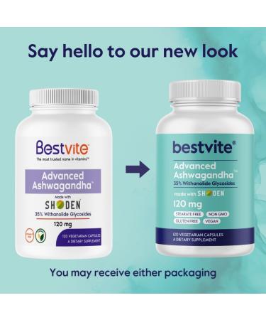 BESTVITE Advanced Ashwagandha 120mg w/Shoden (120 Vegetarian Capsules) - Clinically Studied Containing Industry Leading 35% Withanolide Glycosides - No Stearates - Vegan - Non GMO - Gluten Free 120 Count (Pack of 1) - Buy Online on GoSupps.com