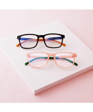 Buy ADEWU Children's Anti Blue Light Glasses | TR90 Rectangular Frames for Girls & Boys - Pink/Green - Buy Online on GoSupps.com