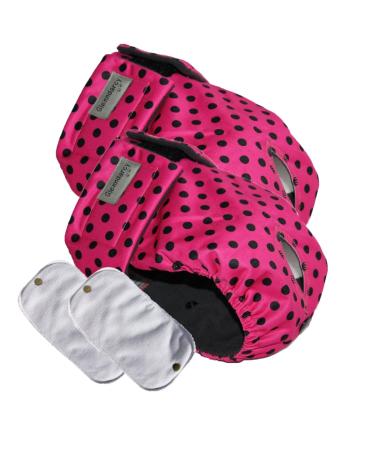 Glenndarcy diaper for bitches waterproof fabric size L pink black dots 2 pieces pink with black dots 2 pack - size large