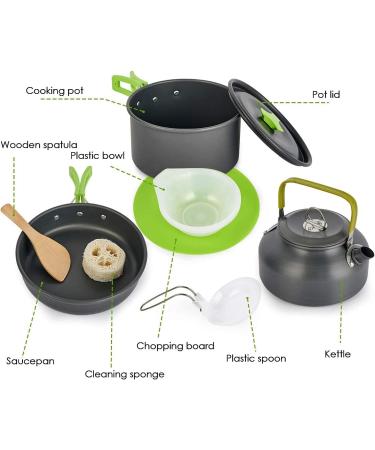 MEETSUN Camping Cookware Set 15-18 Pcs: Portable Non-Stick Gear for Backpacking, Hiking & Picnic - Includes Pots, Pans, Kettle, Chopping Board & Tableware - Buy Online on GoSupps.com