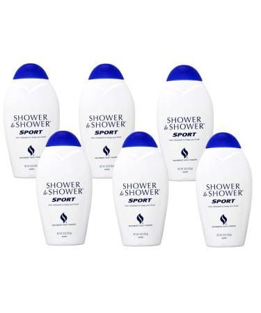 SHOWER TO SHOWER Body Powder Sport 8 oz (Pack of 6)