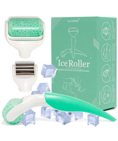 Ice Roller 2-in-1 Body & Face Puffiness Reducer | Stainless Steel & Gel Interchangeable Heads | Cryotherapy Facial Massager | for Bags Under The Eyes | Reduces Pores Wrinkles & Fine Lines