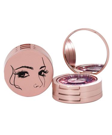 Eyelash Storage Case 3-Layers Round Eyelashes Organizer Box with Makeup Mirror New Look Container Cosmetic Holder Case for Travel 2PCS (Rose Gold) 2PCS Rose Gold