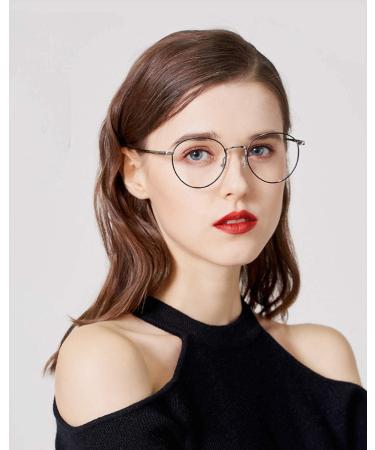 ADEWU Anti Blue Light Round Glasses for Men & Women - Prescription-Free Computer Gaming Eye Protection - Silver - Buy Online on GoSupps.com