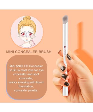 KINGMAS Angled Mini Concealer Brush | Kabuki Makeup Brush for Under Eye Contour Liquid Cream Powder | White Blending & Buffing Tool - Buy Online on GoSupps.com