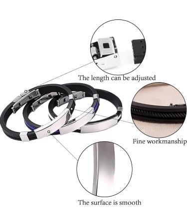 3 Pcs Ion Therapeutic Titanium Wristband Set Adjustable Therapeutic Lympunclog Titanium Wristband Pro Therapy Bracelet for Men Lover Valentines Day(Black White Blue) - Buy Online on GoSupps.com