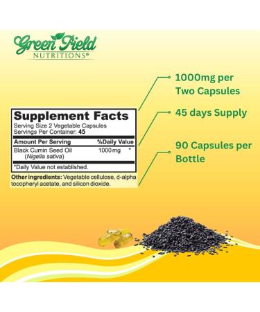 Greenfield Nutritions - Halal Black Seed Oil (Nigella Sativa), Support Immune System, Digestive System, and Joints Health, 90 Liquid Veggies Capsules - Buy Online on GoSupps.com