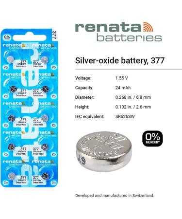 Renata 377 SR626SW Batteries - 1.55V Silver Oxide Watch Battery (2 Pack) - Long-lasting Power for Your Timepieces - Free International Shipping - Buy Online on GoSupps.com