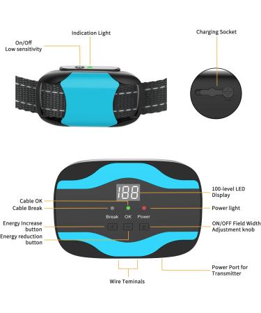 Electric Dog Fence Wired Pet Containment System 656Ft Electric Fence for Dogs Adjustable Vibration & Rechargeable Underground/Aboveground 2 Waterproof Shock Training Collars Receiver Tone Correction - Buy Online on GoSupps.com