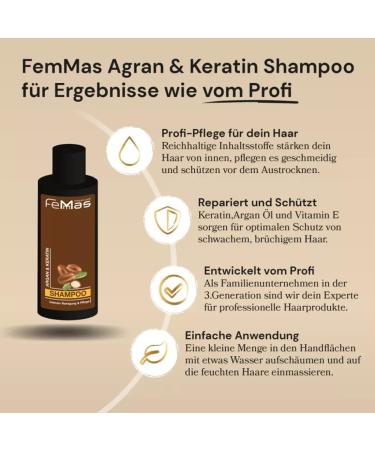  Femmas FemMas Argan Keratin Shampoo + Argan Keratin Hair Mask 300ml Each - Regenerates and Nourishes Hair - Anti-Split Ends - All Hair Types - Buy Online on GoSupps.com