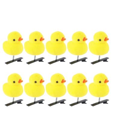Cute Yellow Duck Hair Clips - 10 Animal Headwear Plush Hairpin Set Soft Animal Hair Clips | Flocking durabble Hair Pins Fun Hair Accessories for Kids Women Standard