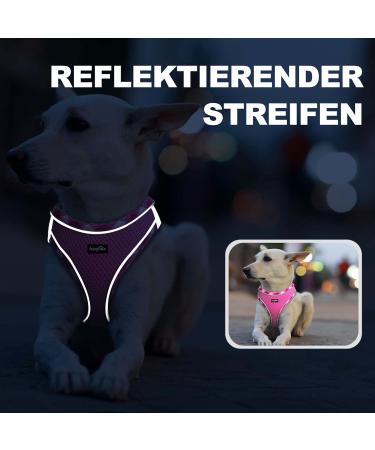 Haapaw Adjustable Dog Harness & Leash Set - No Pull Reflective Padded Vest for Extra Small to Medium Dogs - Pink Size L (Breast 45.7-50.8 cm) - Buy Online on GoSupps.com