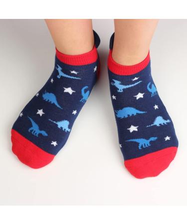 Cotton Day Kids Boys Ankle Low Cut Athletic Socks | Fun Dinosaur Camo Pirate Design | Cushion Sole | Size 6-8 Years - Buy Online on GoSupps.com