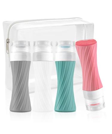 4 pieces of empty travel bottle 90 ml outlet-safe silicone travel bottle BPA-free suitable for lotions shampoos cosmetics camping short trips.Silicone color*4