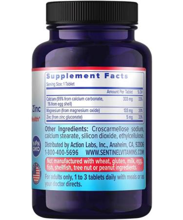 Sentinel Calcium Magnesium Zinc Tablets for Bone, Muscle & Joint Health | Immune Support | 120 ct - Buy Online on GoSupps.com