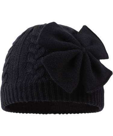 XIAOHAWANG Baby Girl Winter Hat | Cute Bow Knitted Beanie for Infant Toddler Girls (0-6 Months) - Black - Buy Online on GoSupps.com