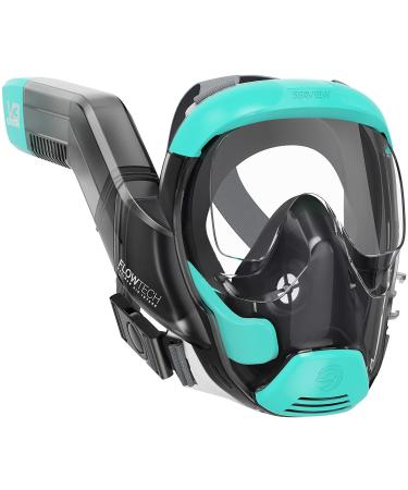 Seaview 180 V3 Full Face Snorkel Mask Adult- The V3 is The Perfect Snorkeling Gear for Adults and Kids- Patented Flowtech Side Snorkel Design- Up to 600% Easier Breathing. Snorkeling Gear for Kids Seafoam Medium