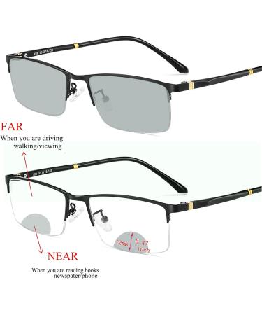 Buy Mincl Transition Photochromic Bifocal Reading Glasses - UV400 Rectangular Frame for Men & Women (Black 0.00/+2.50 Magnification) - International Shipping Available - Buy Online on GoSupps.com