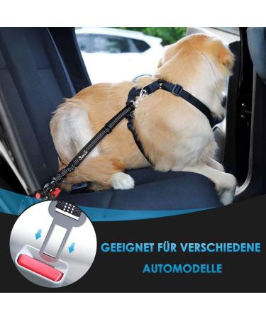 Slowton 2-in-1 Dog Car Belt & Headrest Retention Buckle - Adjustable Reflective & Universal - A.Schwarz (2Pcs) - Buy Online on GoSupps.com