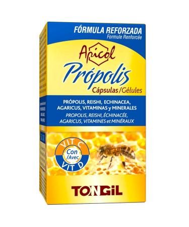 Propolis Capsules 12% Flavonoids | Reinforced Formula With Reishi, Echinacea, Agaricus | Enriched with Copper, Iron, Vitamin C and D | 40 Api-Nature Capsules