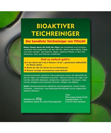 Vitalin Pond Cleaner - Biological Algae Stop & Clear Water - Safe for Fish & Plants - 25g Pack - Buy Online on GoSupps.com