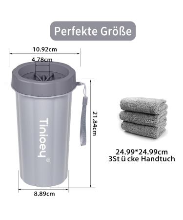 Tinioey Paw Cleaner for Large Dogs | Dog Paws Cleaner with 3 Towels | Essential Dog Accessories | Size L Gray - Buy Online on GoSupps.com