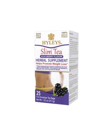 Hyleys Tea Slim Tea Acai Berry 25 Foil Envelope Tea Bags 0.05 oz (1.5 g) Each