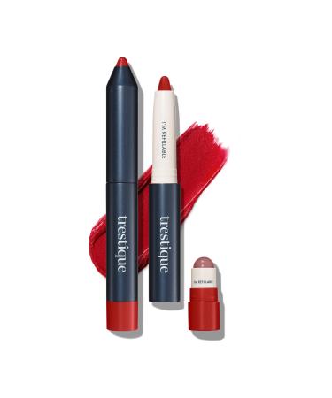 TRE'STIQUE treStiQue Matte Lip Crayon  Matte Lipstick With Built-in Lip Gloss Balm  2-in-1 Lip Liner Set With Lip Crayon and Lip Balm  Lipstick and Lip Gloss Balm Lip Kit (Chile Red Refillable) - Buy Online on GoSupps.com