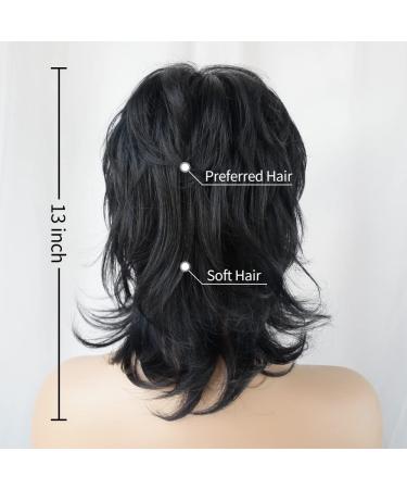 StrRid Short Black Shaggy Layered Mullet Wig with Bangs - Curly Synthetic Hair Replacement for Women - Perfect for Daily Wear, Parties, and Cosplay - Black - Buy Online on GoSupps.com