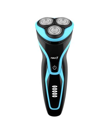 MAX-T Men Electric Razor, Rechargeable Wet & Dry Rotary Electric Shaver for Men (Blue)