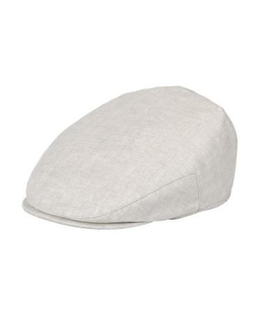 BOTVELA Men Linen Flat Ivy Breathable Summer Newsboy Hat 7 1/4-7 3/8 Herringbone Beige